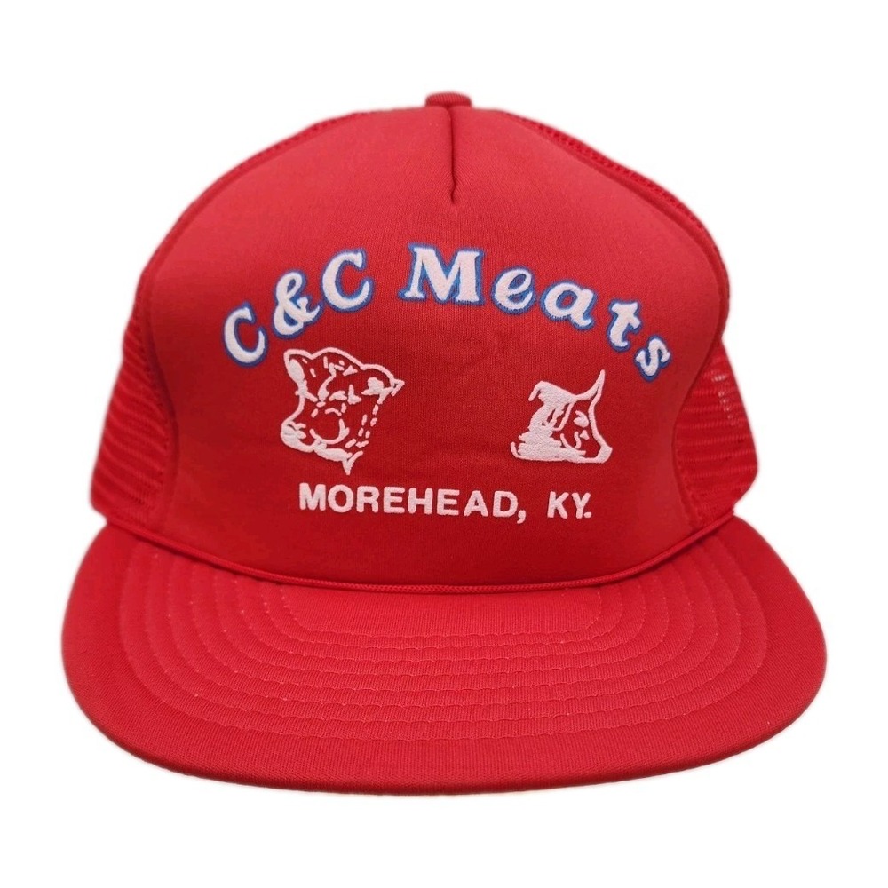 Vintage 80s C & C Meats Morehead KY Trucker Hat Snapback Dadcore Grandpacore